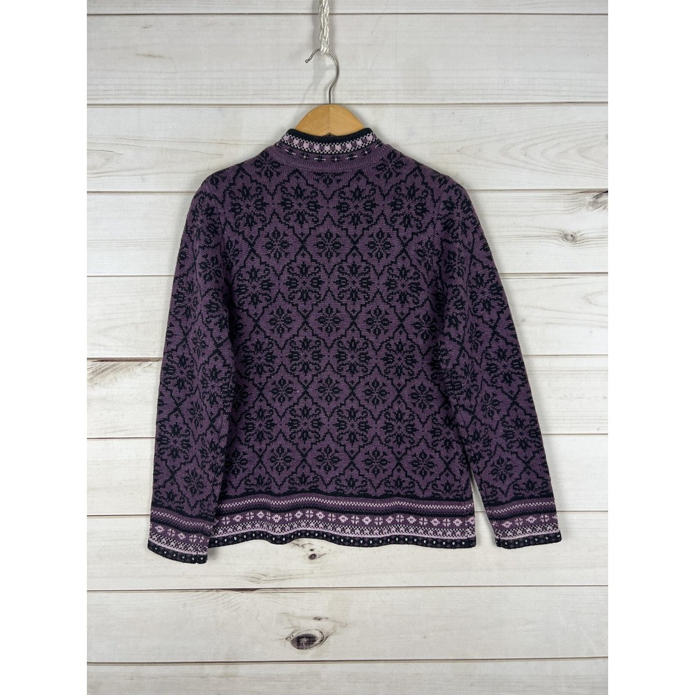 Appleseed's Sweater Womens Small Fair Isle Zip Knit Wool Blend Floral Pullover - Picture 2 of 7
